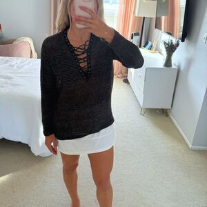 Lace-Up Knit Sweater – Size M
